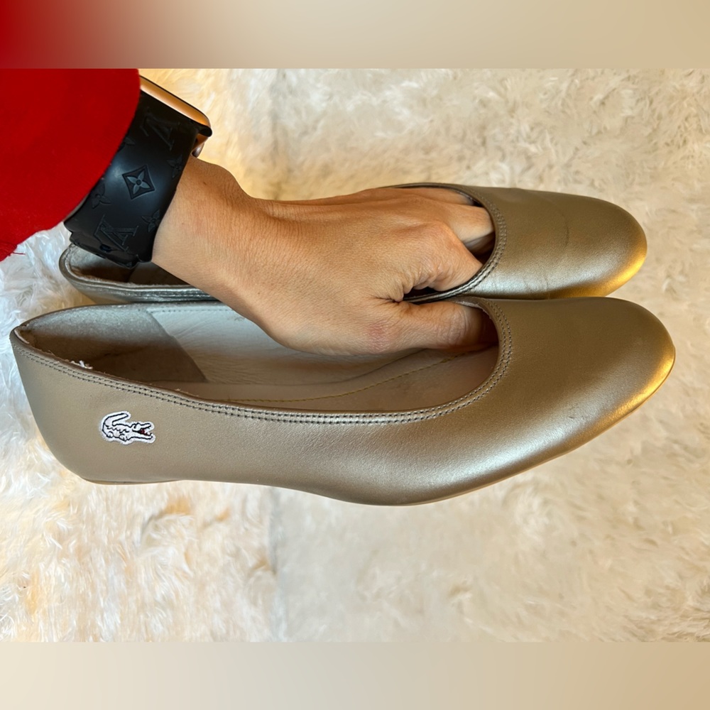 Lacoste Flats, Metallic Bronze Leather, Size 7